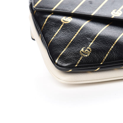 Gucci Calfskin Diagonal GG Medium Thiara Double Envelope Shoulder Bag Black White 10 of 13