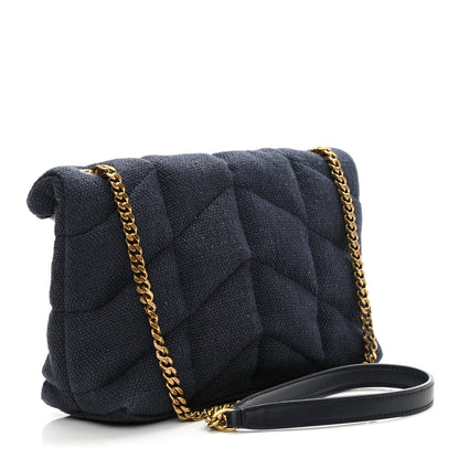 Saint Laurent Canvas Quilted Loulou Puffer Monogram Chain Satchel Marine 3 of 11