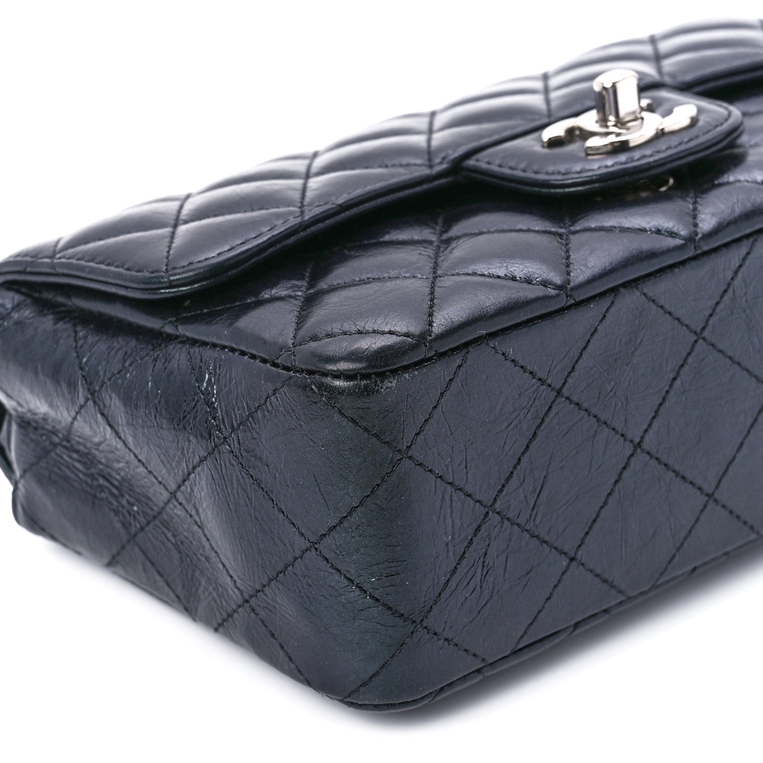 Chanel Iridescent Crumpled Calfskin Quilted Mini Rectangular Flap Black 11 of 12