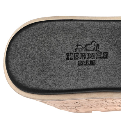 Hermes Calfskin Cork Eze 30 Sandals 35 Black 8 of 10
