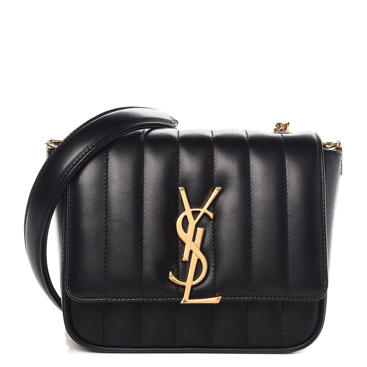 Lambskin Matelasse Monogram Small Vicky Chain Bag Black