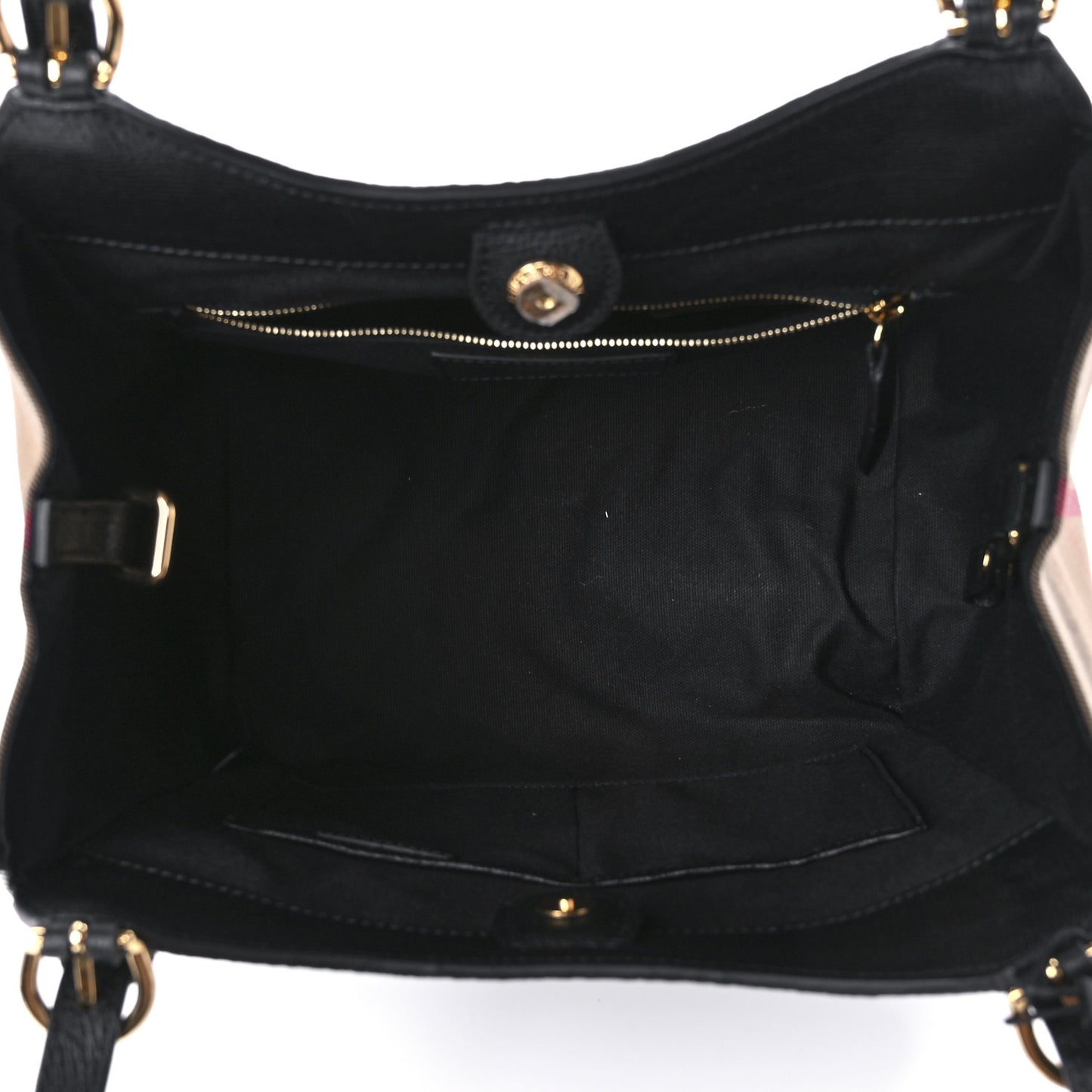 Grainy Calfskin House Check Small Canterbury Tote Black