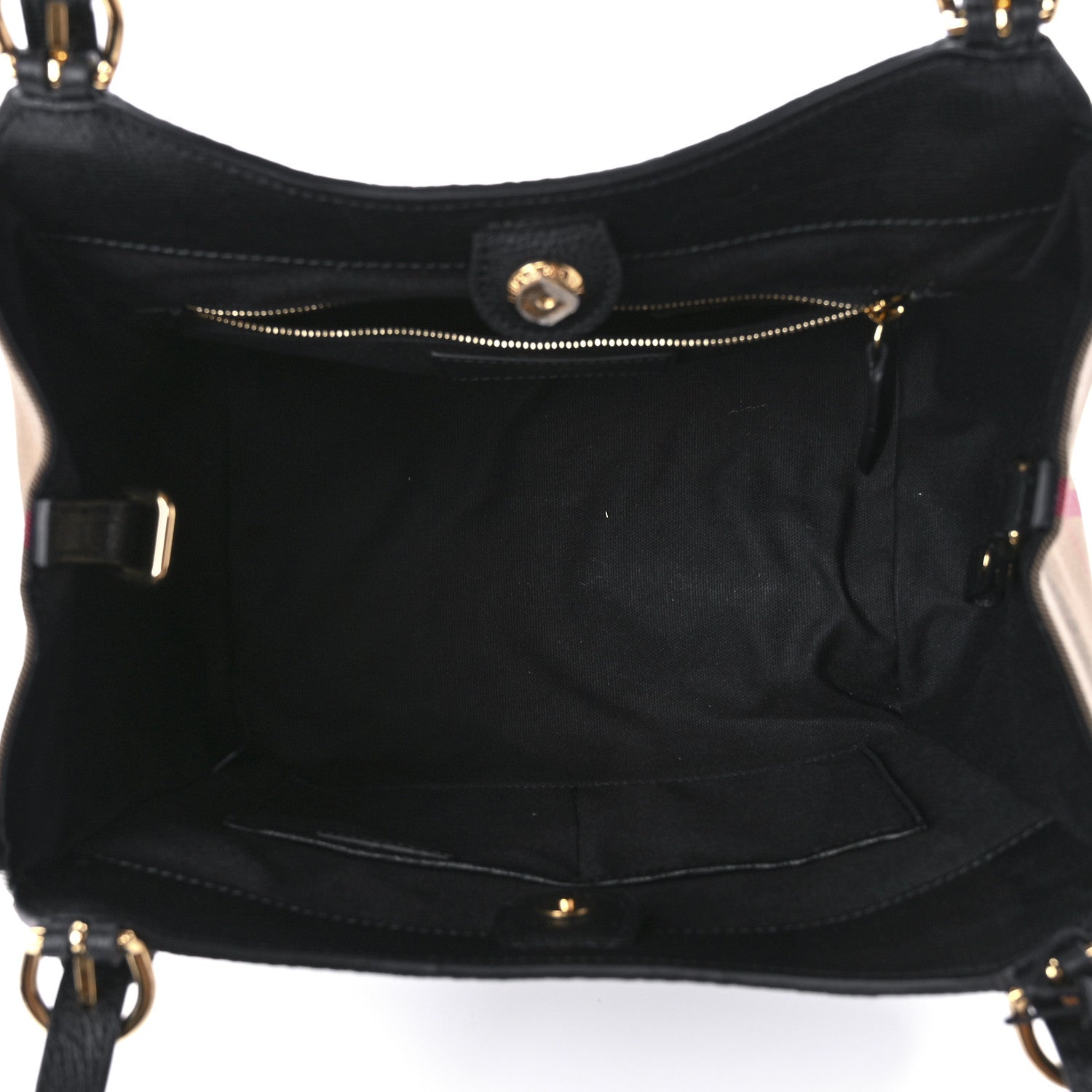 Burberry Grainy Calfskin House Check Small Canterbury Tote Black 5 of 10