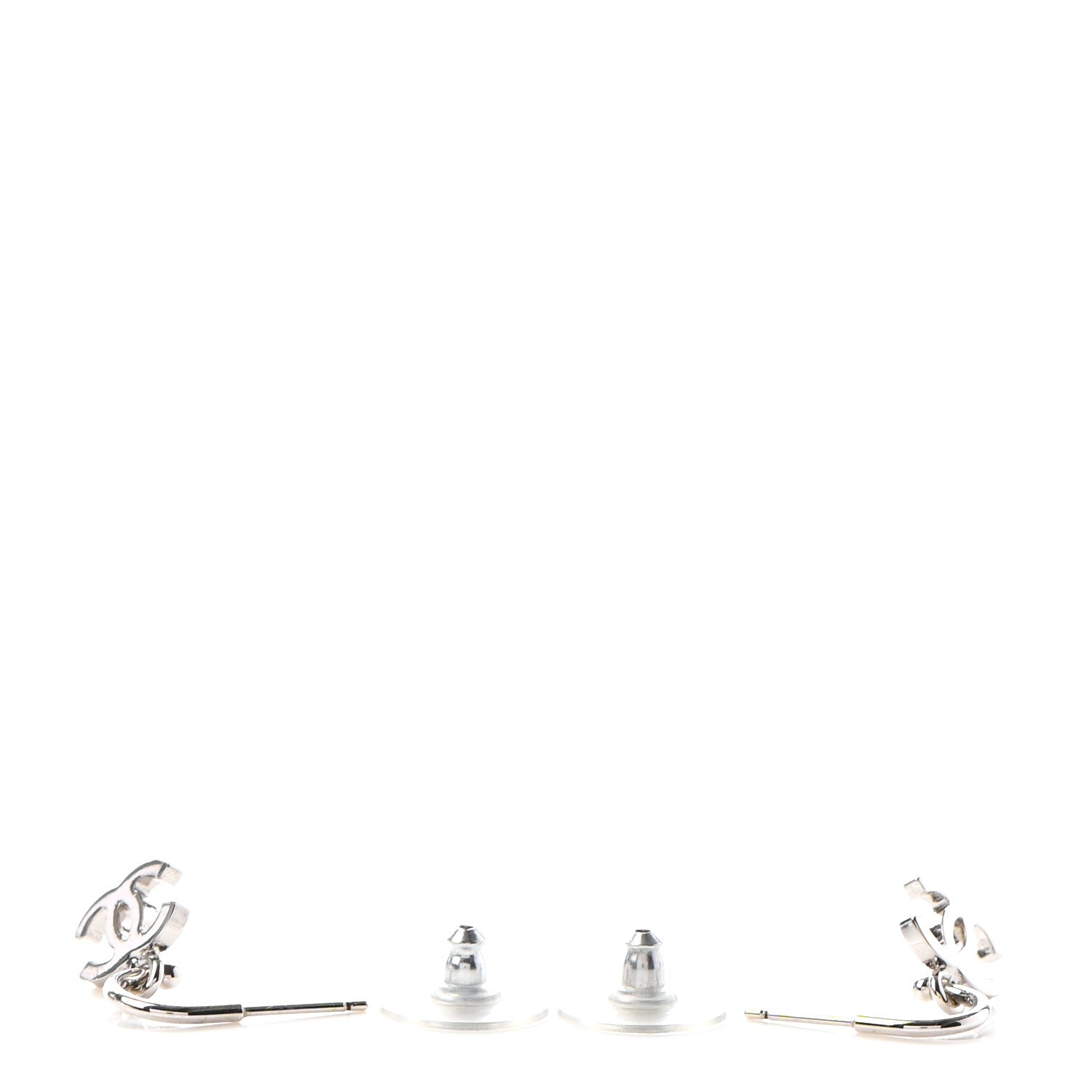 Chanel CC Drop Earrings Silver 3 of 3