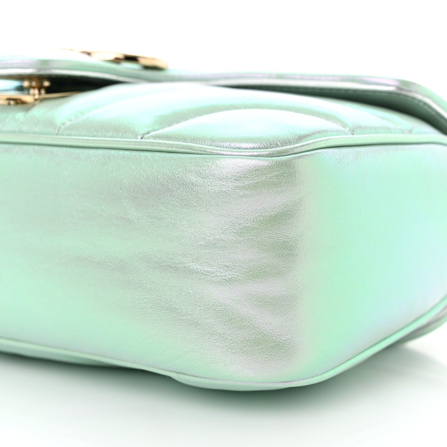 Iridescent Nappa Chevron Matelasse Small GG Marmont Shoulder Bag Iridescent Salvy Green