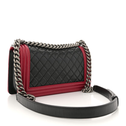 Chanel Lambskin Quilted Medium Boy Flap Black Red 3 of 14