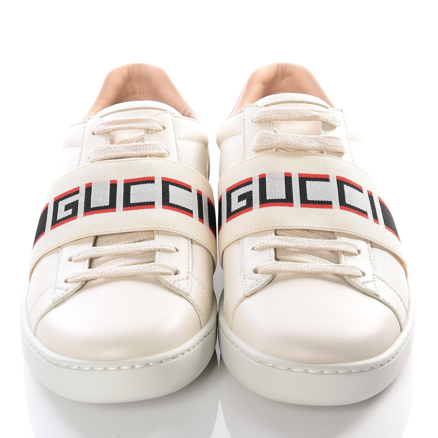 Calfskin Stripe Womens New Ace Sneakers 38 New Mystic White Ecru Red Flame