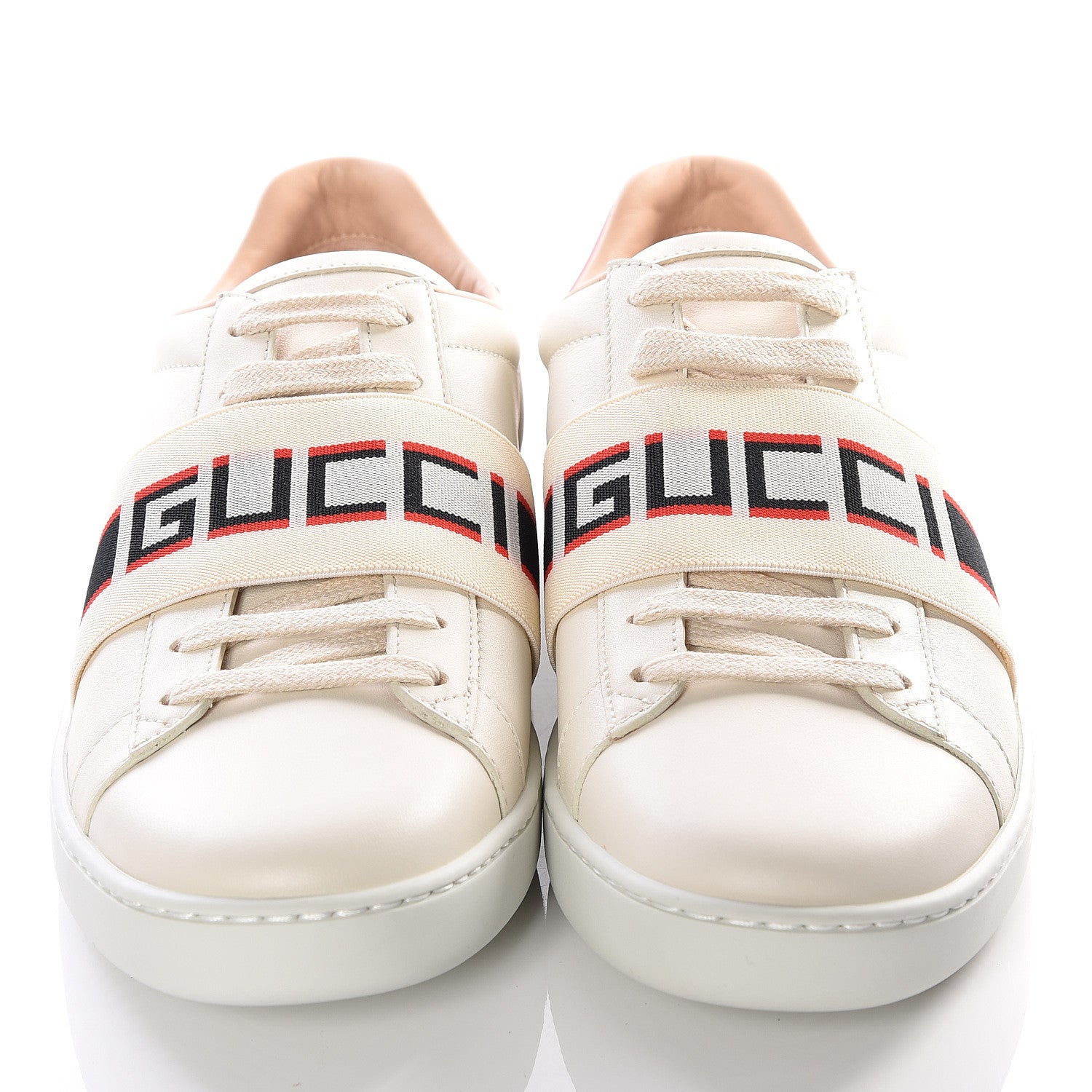 Gucci Calfskin Stripe Womens New Ace Sneakers 38 New Mystic White Ecru Red Flame 3 of 12