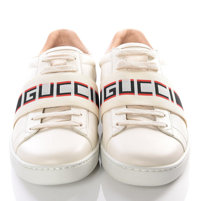 Gucci Calfskin Stripe Womens New Ace Sneakers 38 New Mystic White Ecru Red Flame 3 of 12