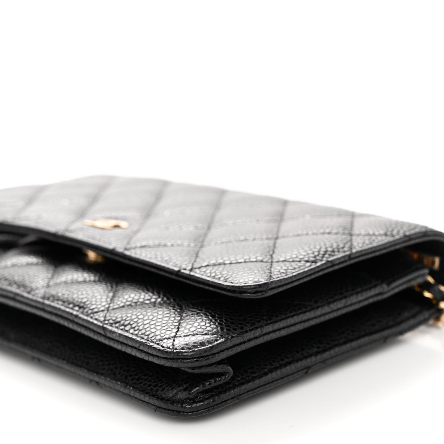 Caviar Quilted Wallet on Chain WOC Black