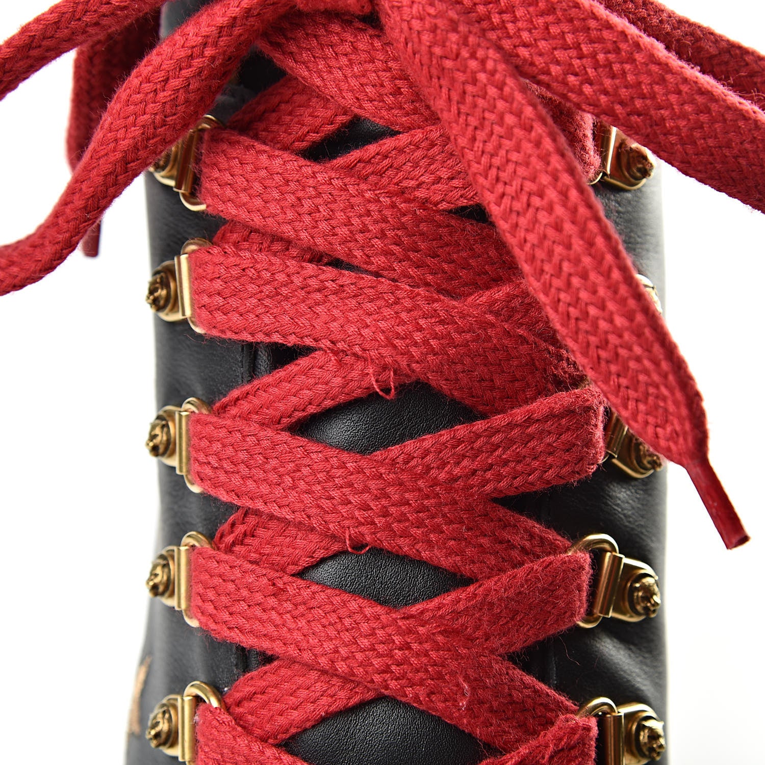 Gucci Calfskin Embroidered Lace Up Combat Ankle Boots 39 Black 8 of 11