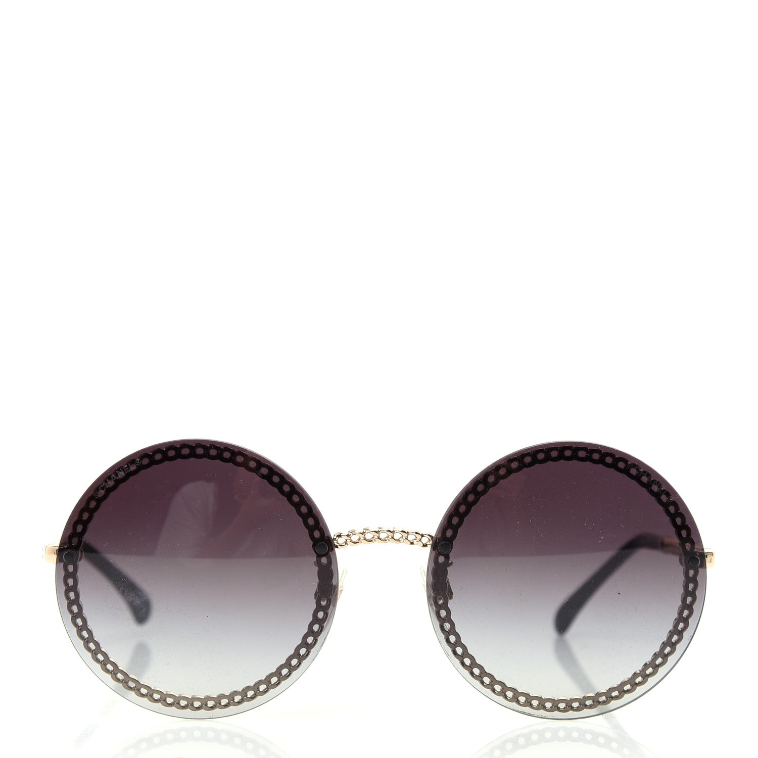 Chanel Round Removable Triple Hanging Chain Sunglasses 4245 Black Gold 2 of 7