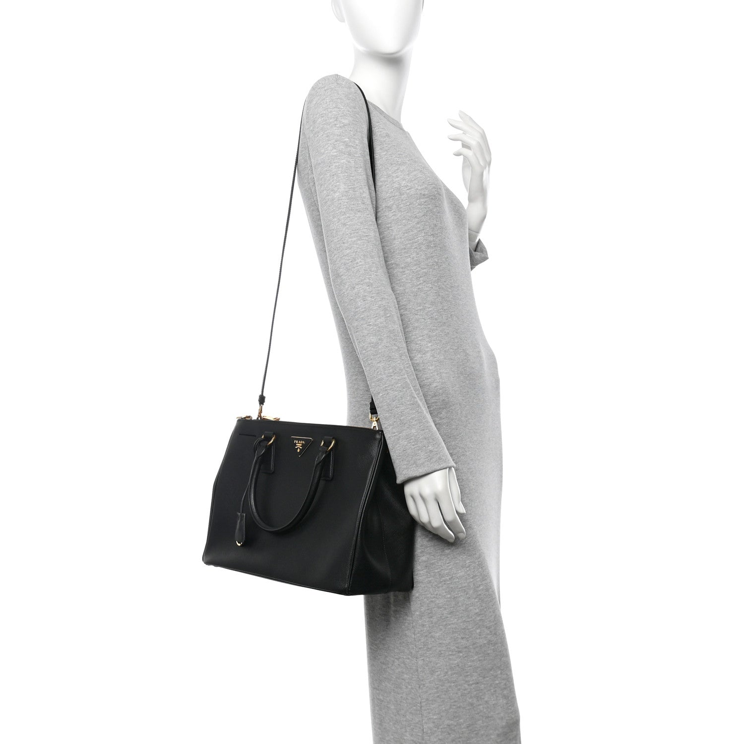 Prada Saffiano Lux Large Galleria Double Zip Tote Black 2 of 12