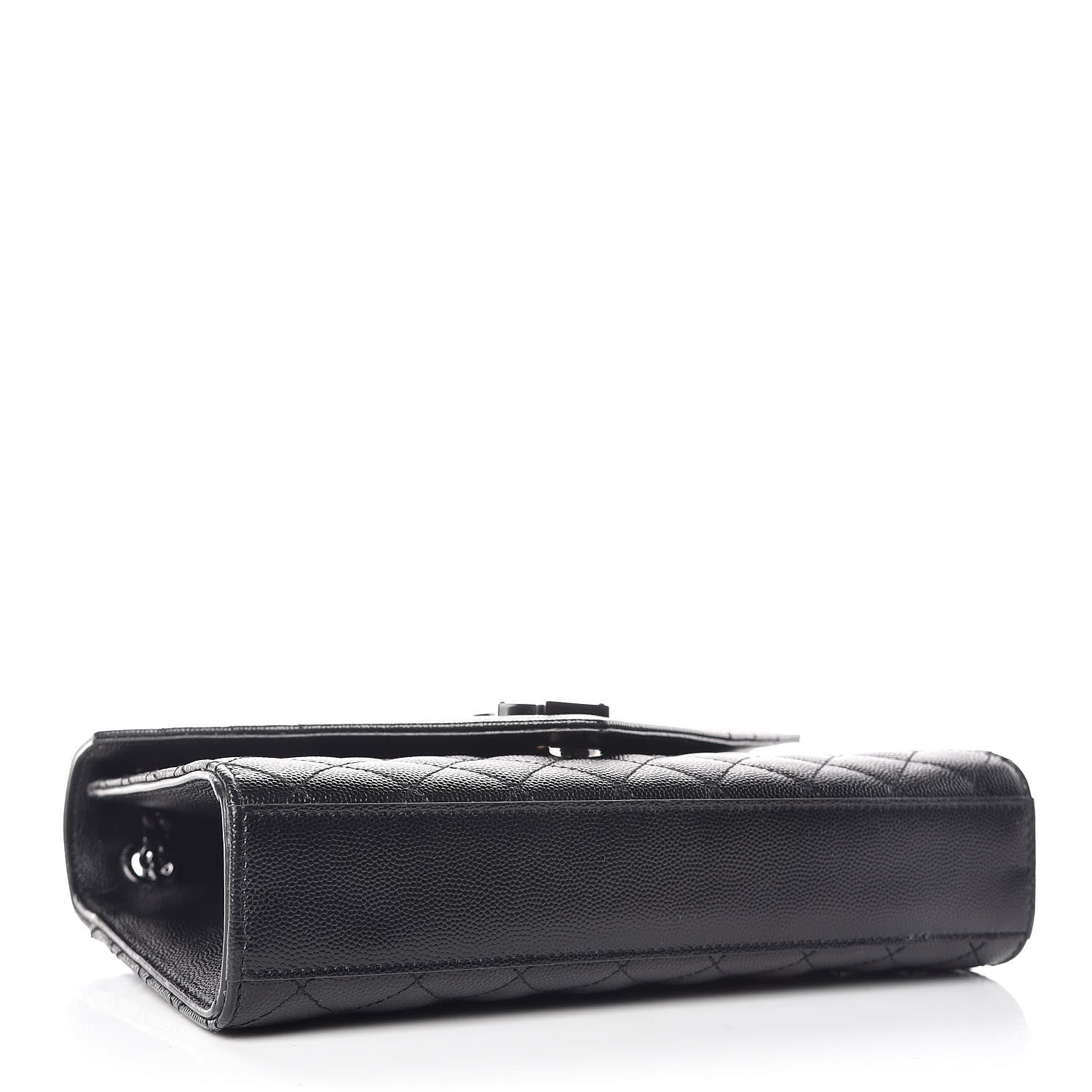 Saint Laurent Grain De Poudre Textured Mixed Matelasse Triquilt Medium Monogram Satchel Black 4 of 10