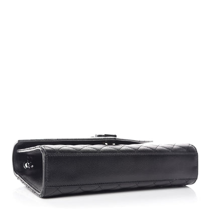 Saint Laurent Grain De Poudre Textured Mixed Matelasse Triquilt Medium Monogram Satchel Black 4 of 10