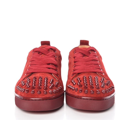 Christian Louboutin Veau Velours Womens Louis Junior Spikes Flat Sneakers 36.5 Carmin 2 of 9