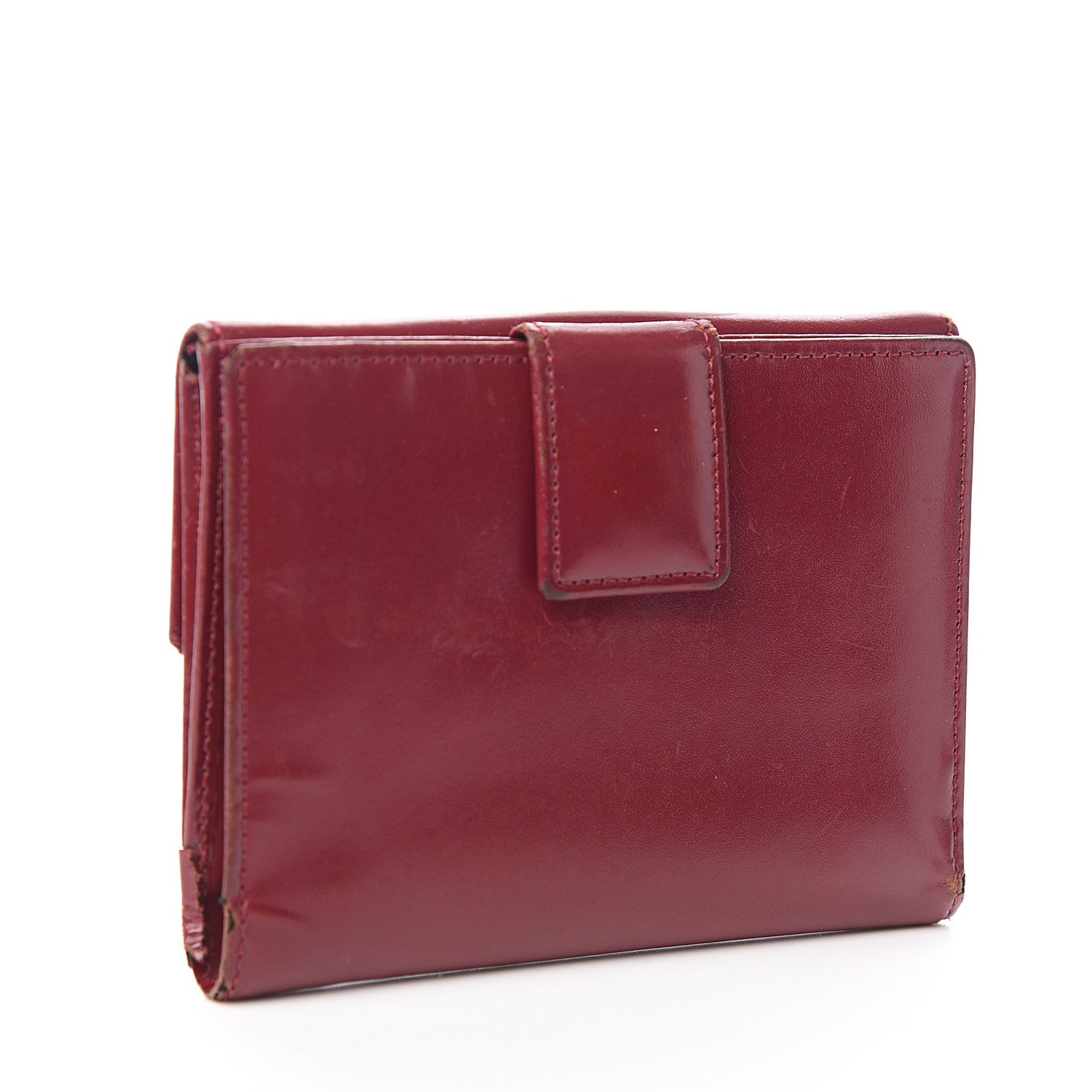 Prada Vitello French Flap Compact Wallet Cherry 2 of 11