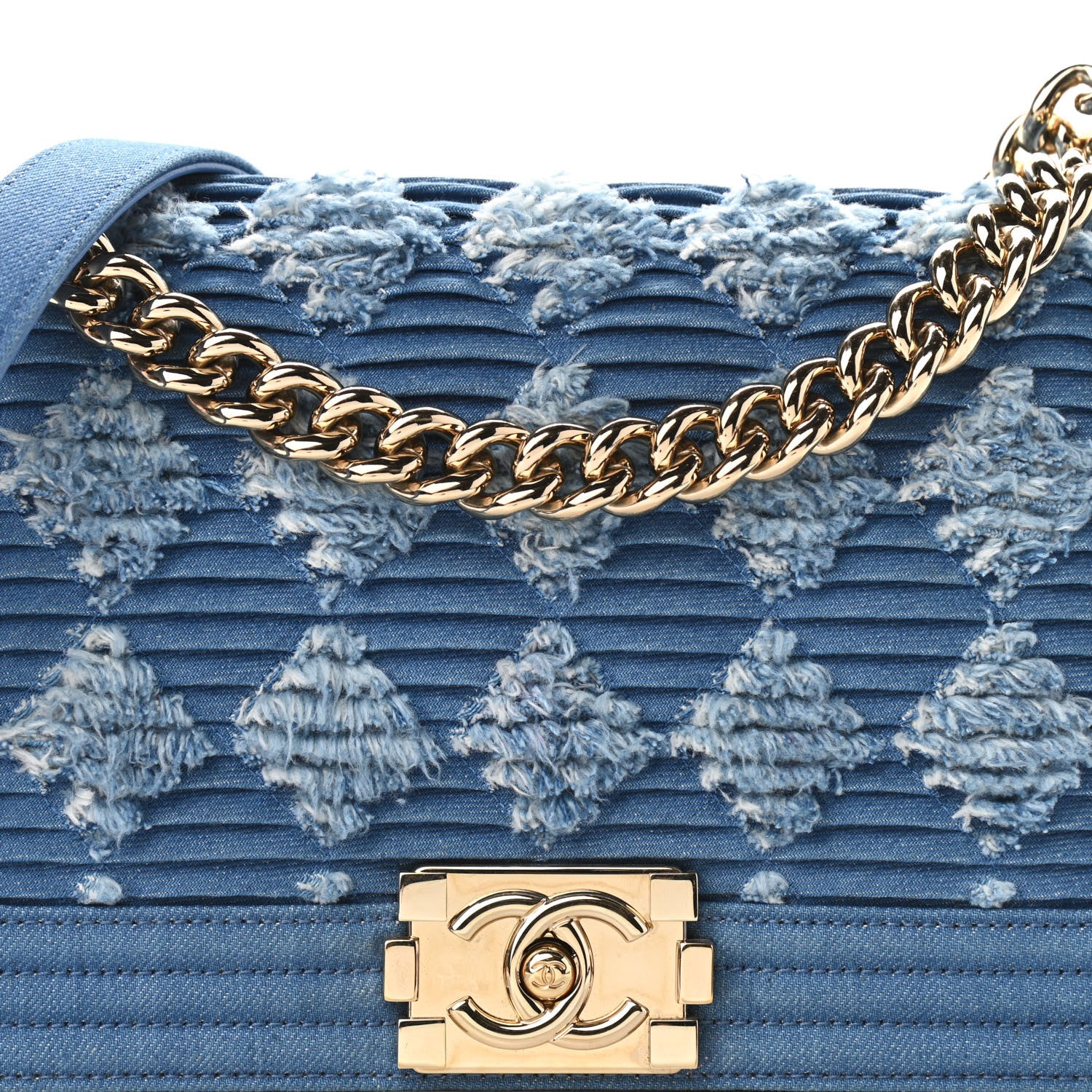 Chanel Denim Pleated Medium Boy Flap Light Blue 8 of 10