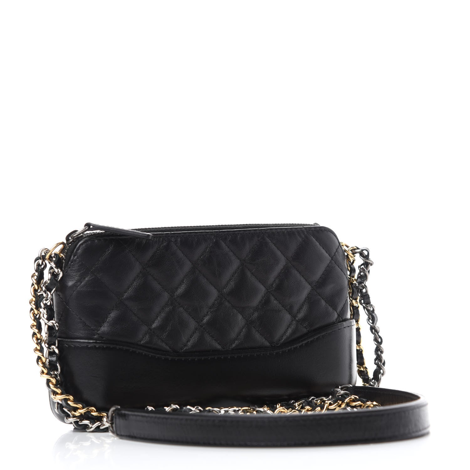 Chanel Aged Calfskin Quilted Small Gabrielle Clutch With Chain Black 3 of 12