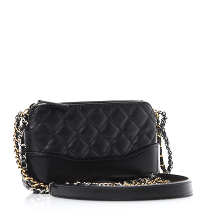 Chanel Aged Calfskin Quilted Small Gabrielle Clutch With Chain Black 3 of 12