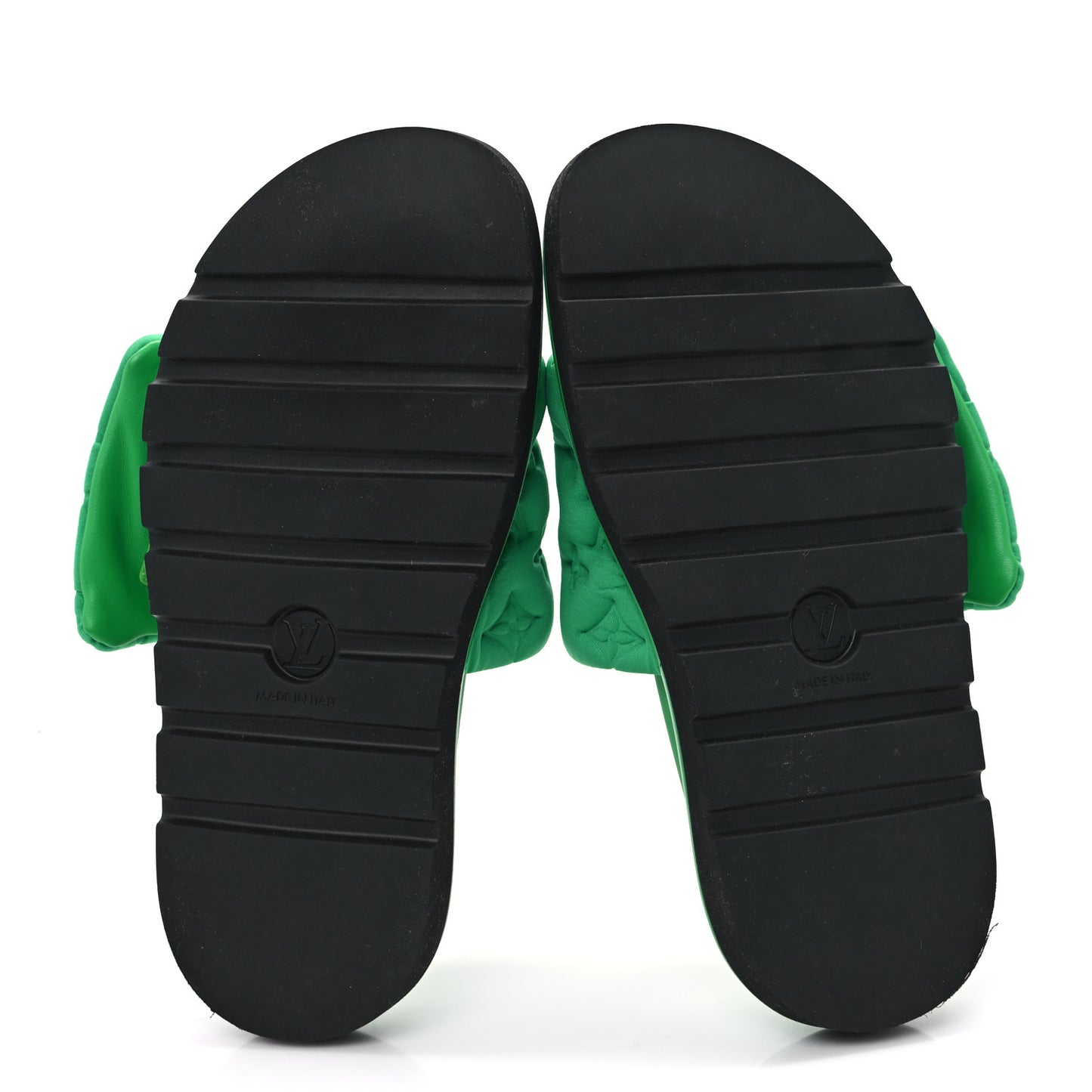 Technical Fabric Embossed Monogram Pool Pillow Comfort Mules 41 Green