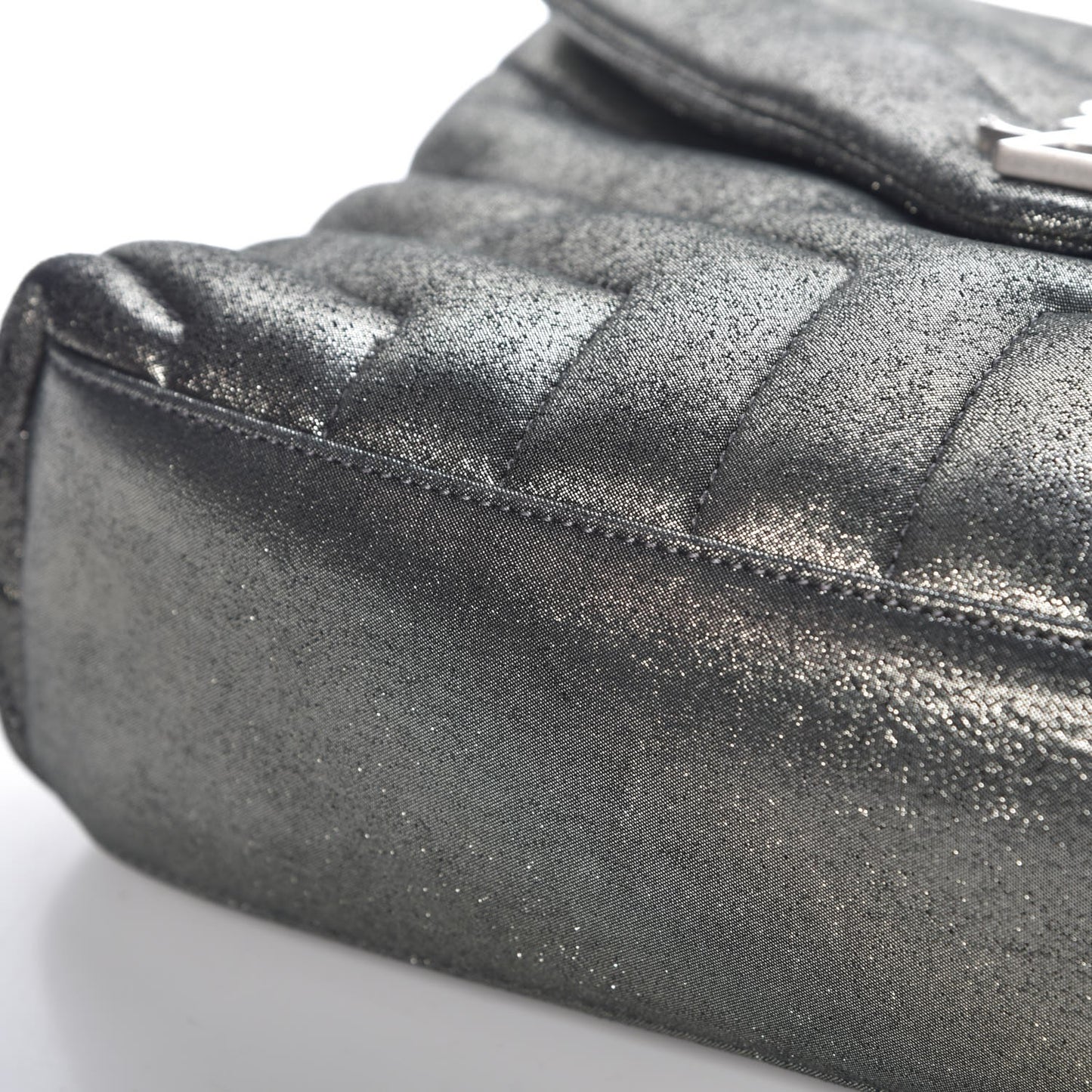 Metallic Calfskin Y Calfskin Monogram Small Loulou Chain Satchel Dark Grey