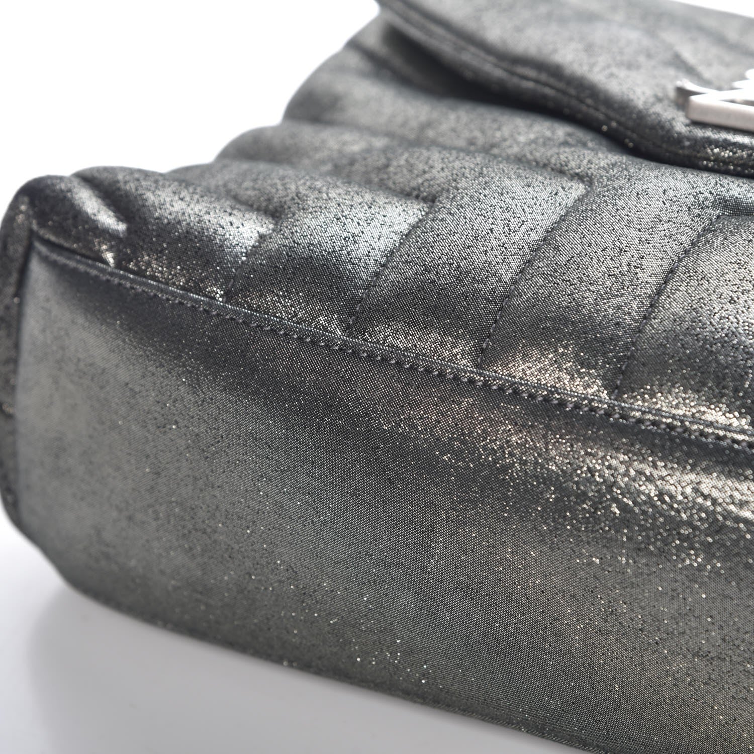 Saint Laurent Metallic Calfskin Y Calfskin Monogram Small Loulou Chain Satchel Dark Grey 12 of 19