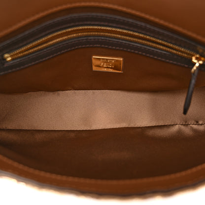 Fendi Vitello King Beaded Zucca Baguette Mogano Panna Ebano 5 of 13