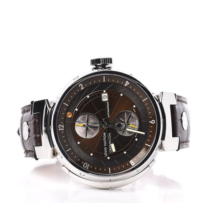 Louis Vuitton Stainless Steel Alligator 44mm Tambour Essential Orientation Automatic Watch Brown 3 of 6