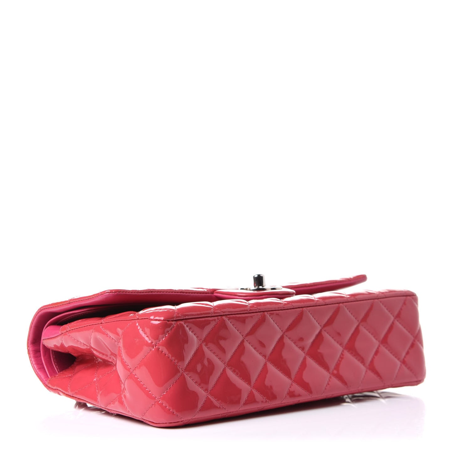 Patent Quilted Medium Double Flap Pink