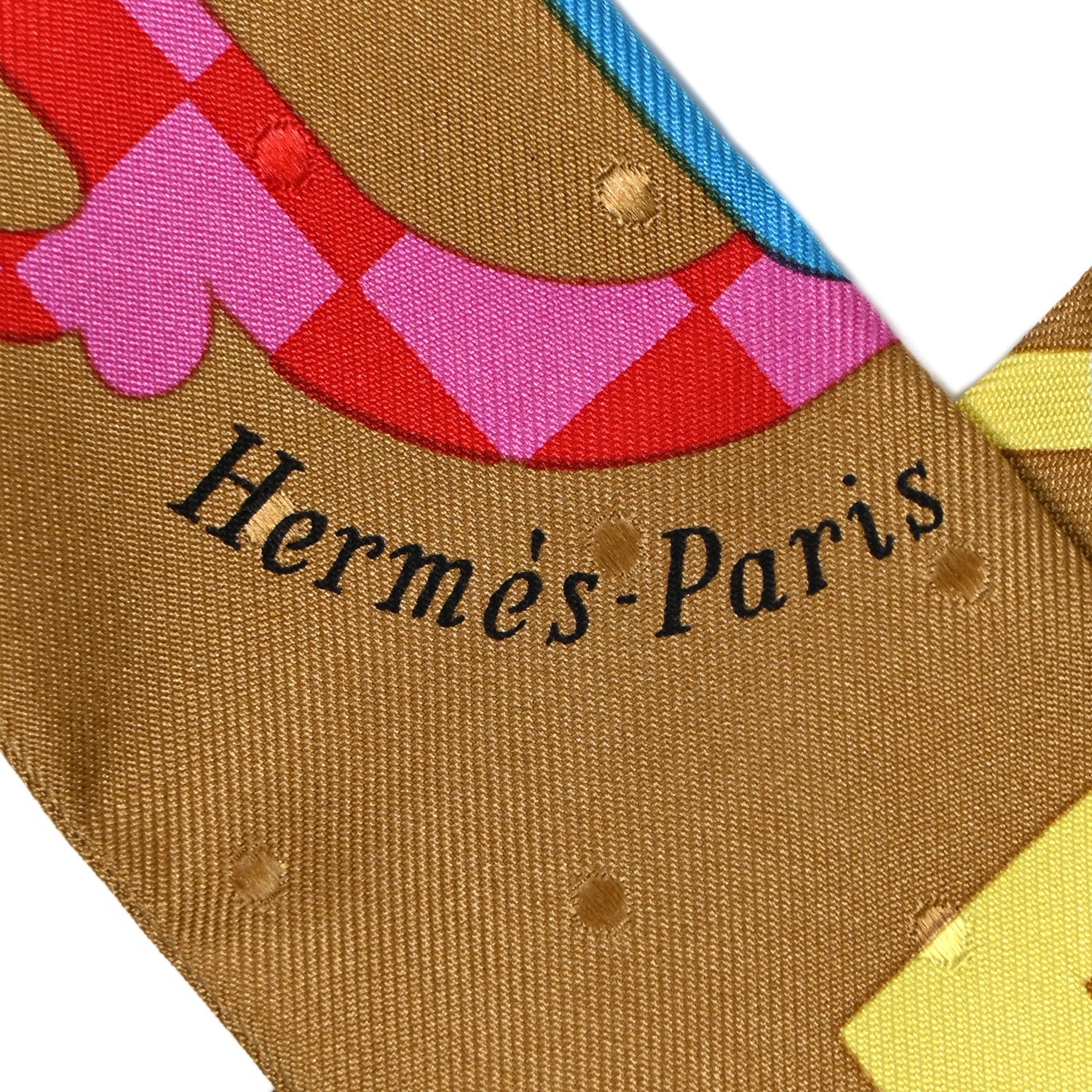 Hermes Silk Bouclerie Moderne Plumetis Twilly Tabac Rose Bleu 2 of 4
