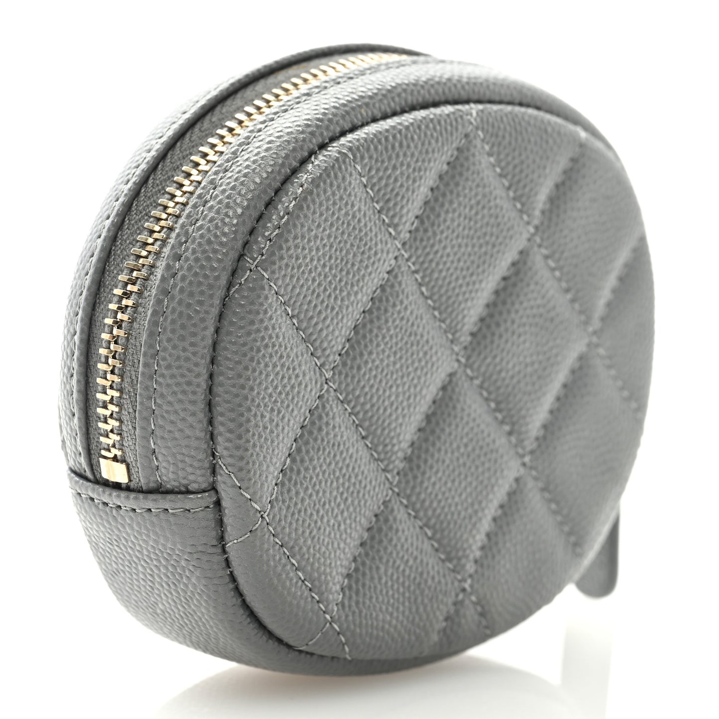 Caviar Quilted Zip Around Classic Coin Purse Grey