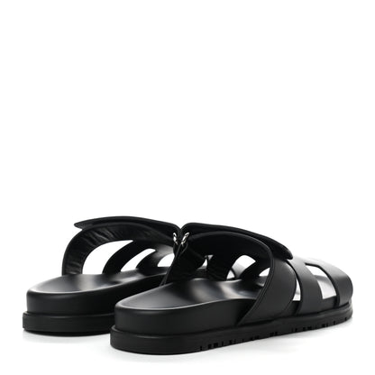 Hermes Calfskin Womens Chypre Sandals 37 Black 4 of 8