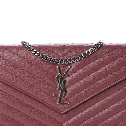 Saint Laurent Grain De Poudre Matelasse Chevron Monogram Chain Wallet Blush Fonce 10 of 10