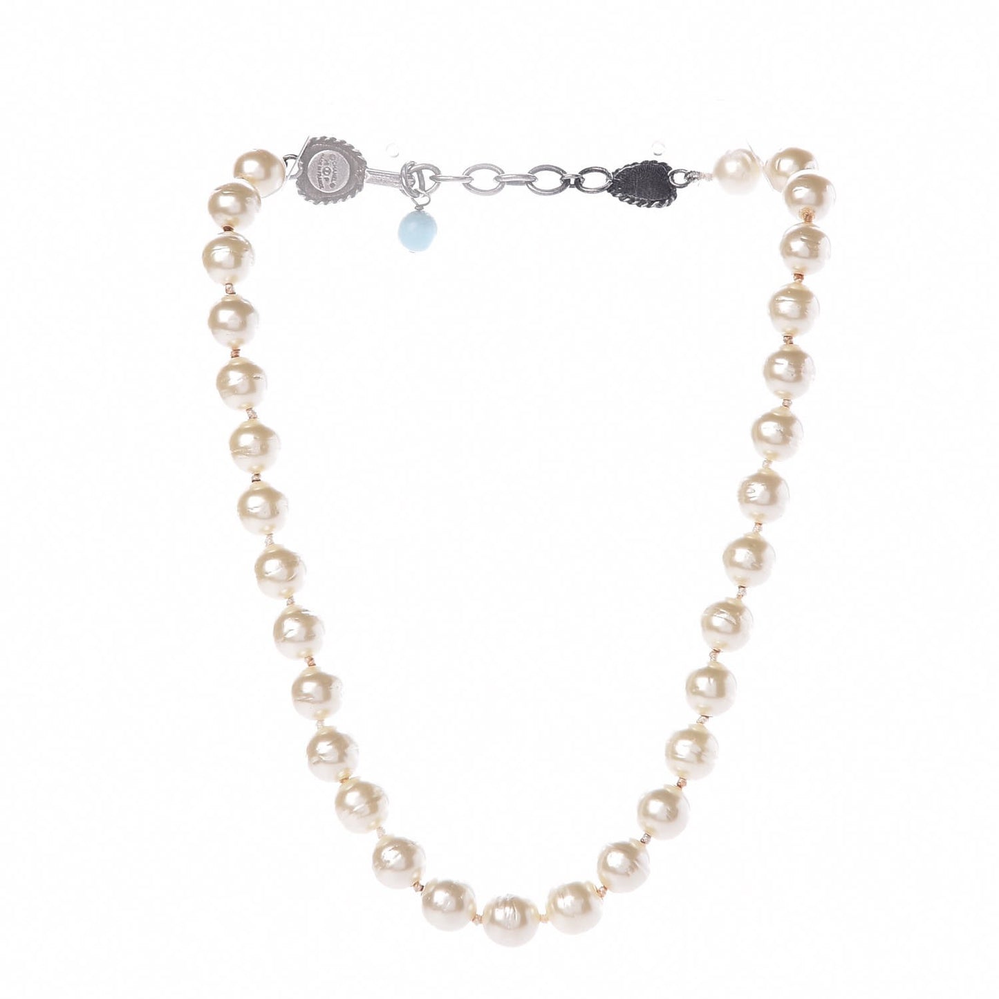 Ruthenium Pearl Beaded Short Necklace White Turquoise
