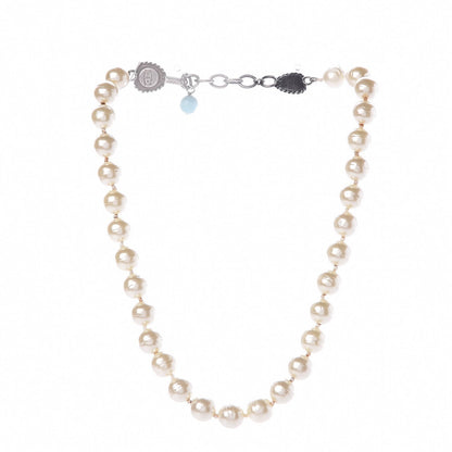 Chanel Ruthenium Pearl Beaded Short Necklace White Turquoise 3 of 8
