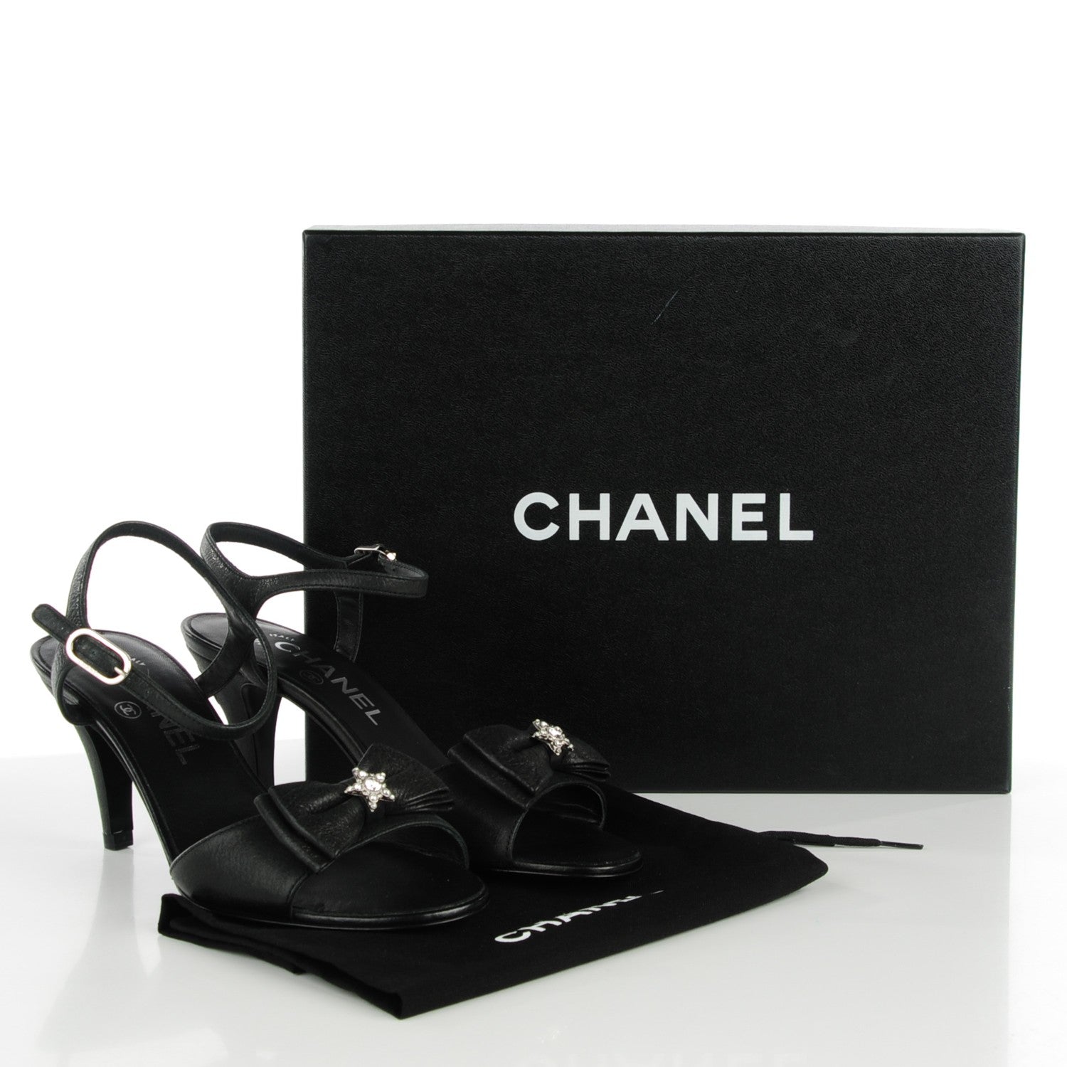 Chanel Glitter Buffalo Crystal Star Sandals 36 Black 5 of 7