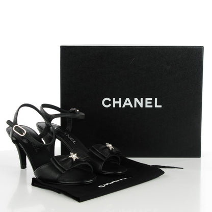Chanel Glitter Buffalo Crystal Star Sandals 36 Black 5 of 7