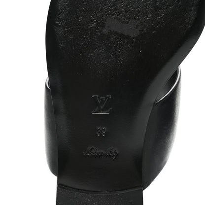 Louis Vuitton Lambskin Embossed Monogram Drapy Flat Thong Sandal 39 Black 6 of 9