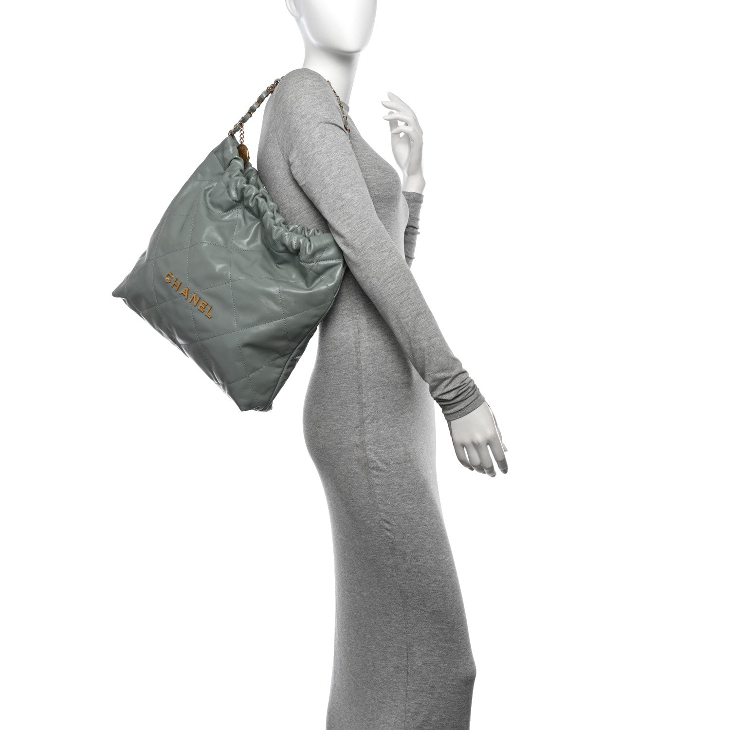 Chanel Shiny Calfskin Quilted Chanel 22 Grey 2 of 11