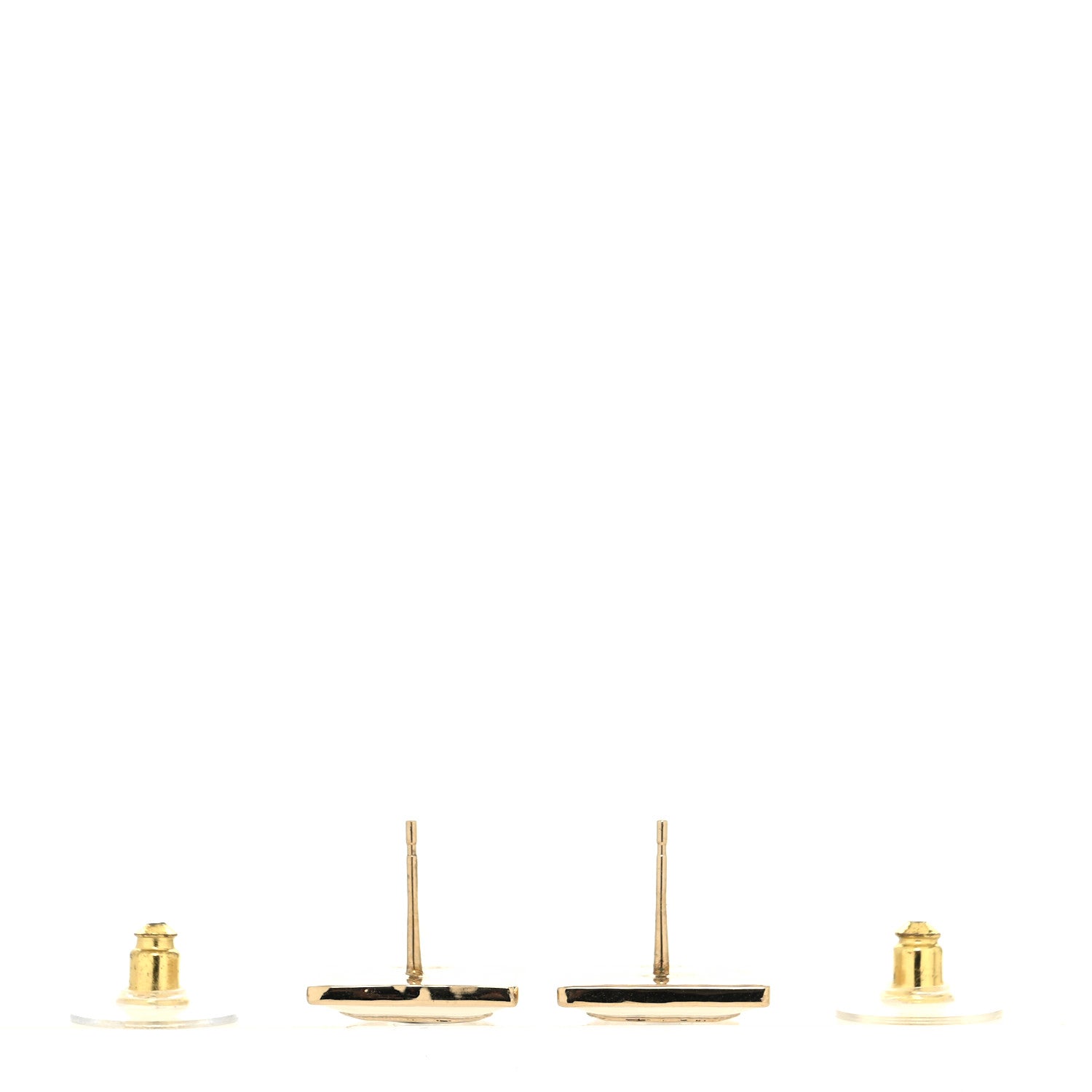 Chanel Metal Enamel CC Square Earrings Gold White Black 3 of 4