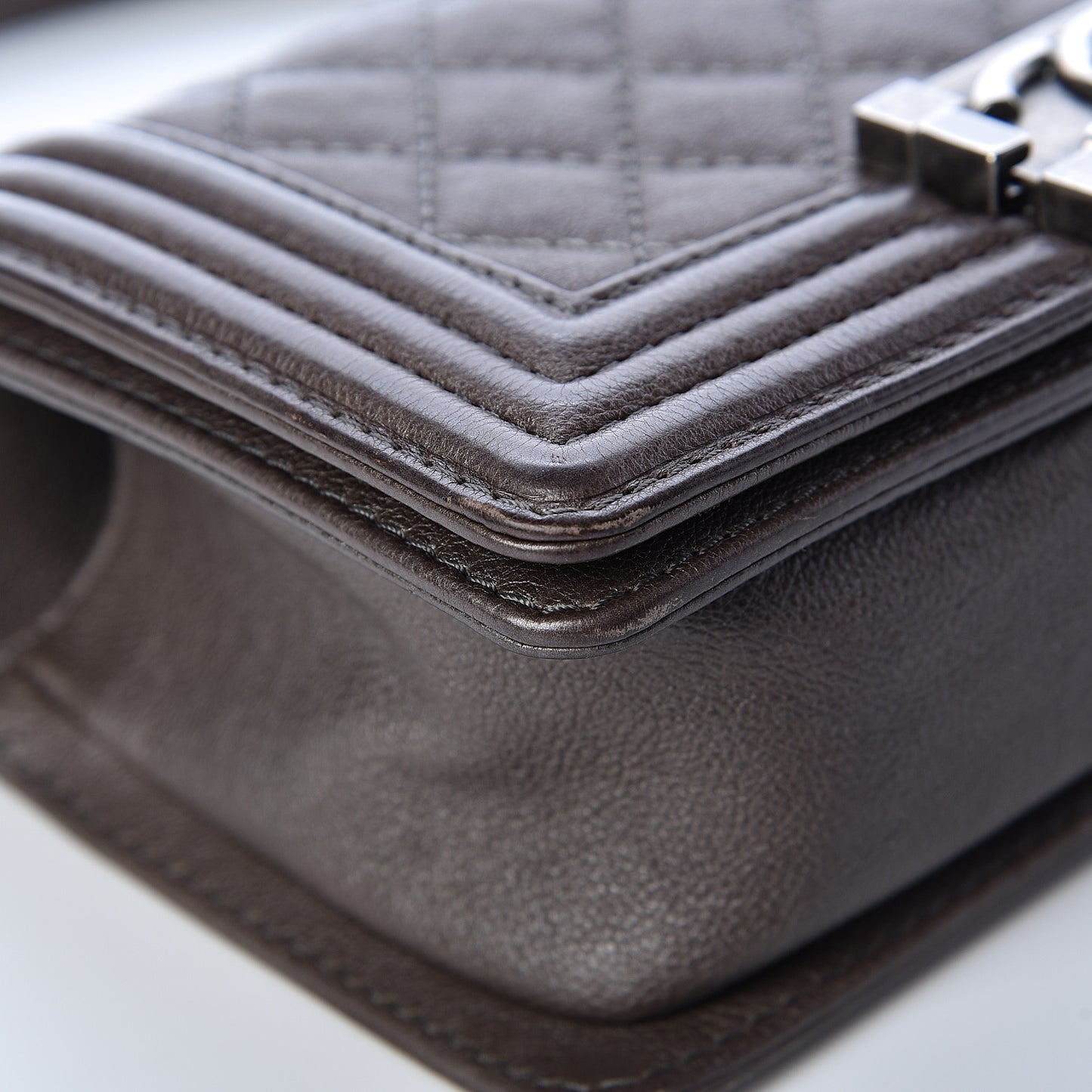 Calfskin Quilted Small Boy Flap Taupe