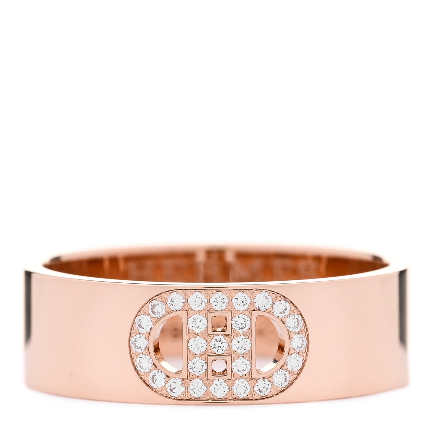 18K Rose Gold Diamond PM H D'Ancre Ring 50 5.25
