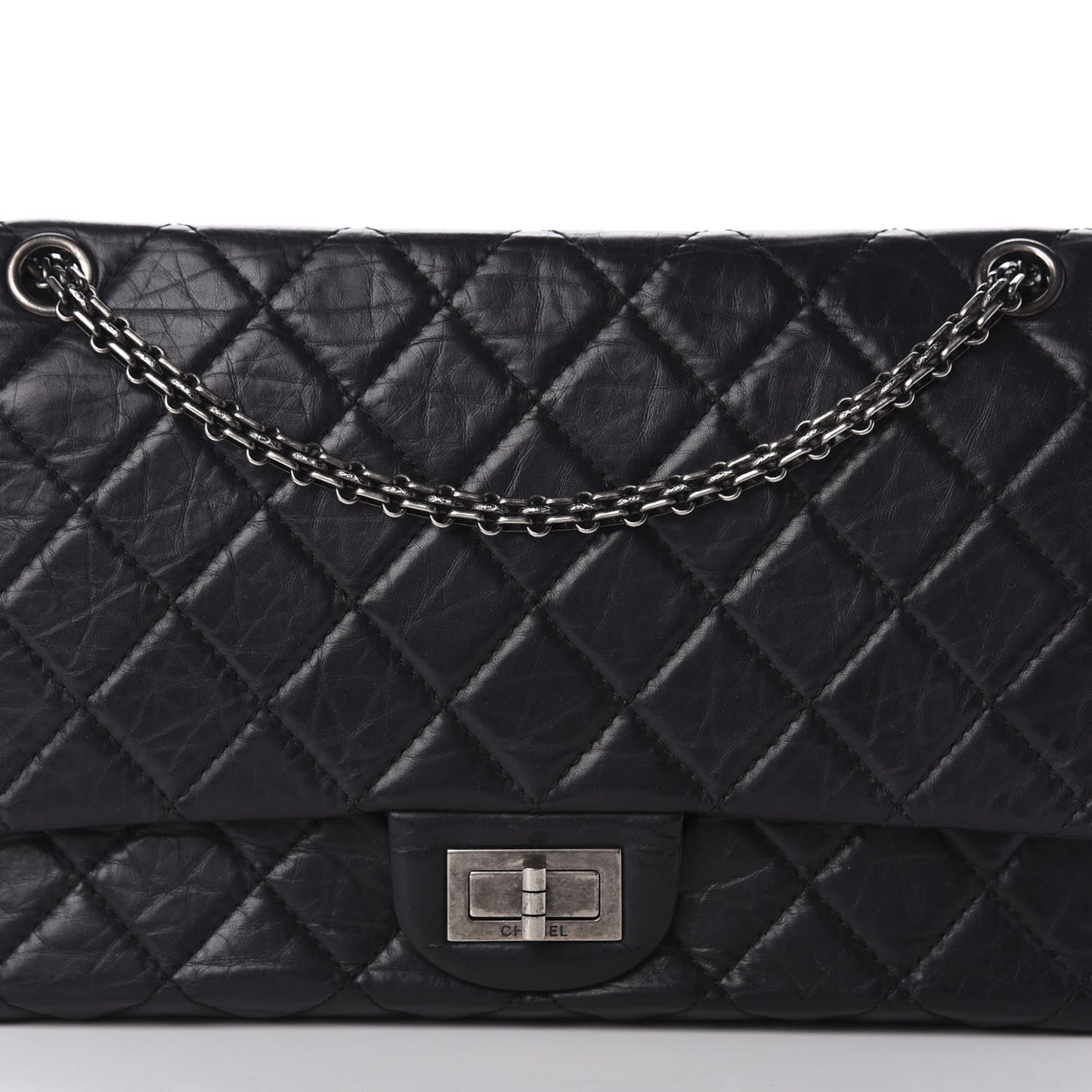 Aged Calfskin Quilted 2.55 Reissue 227 Flap Black