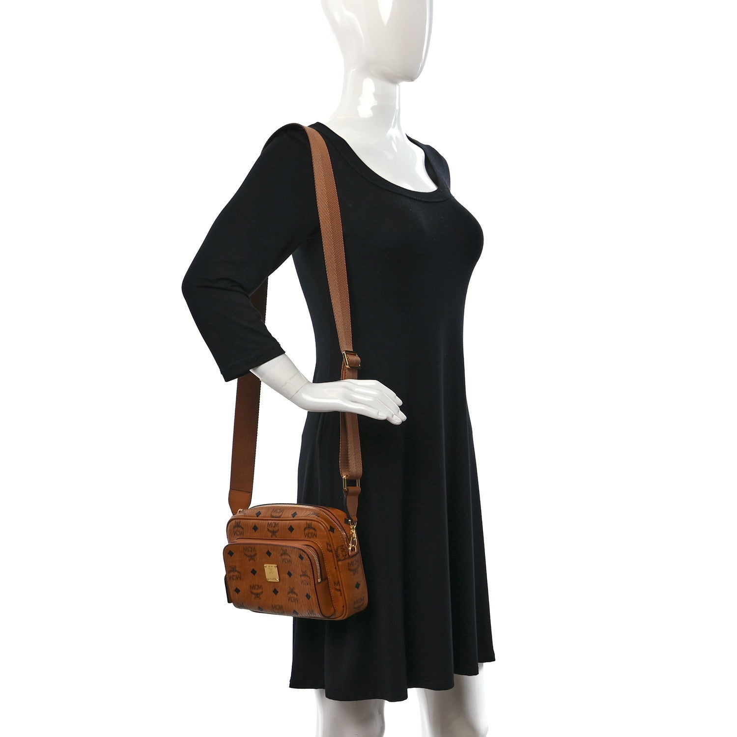 MCM Visetos Klassik Crossbody Bag Cognac 2 of 8