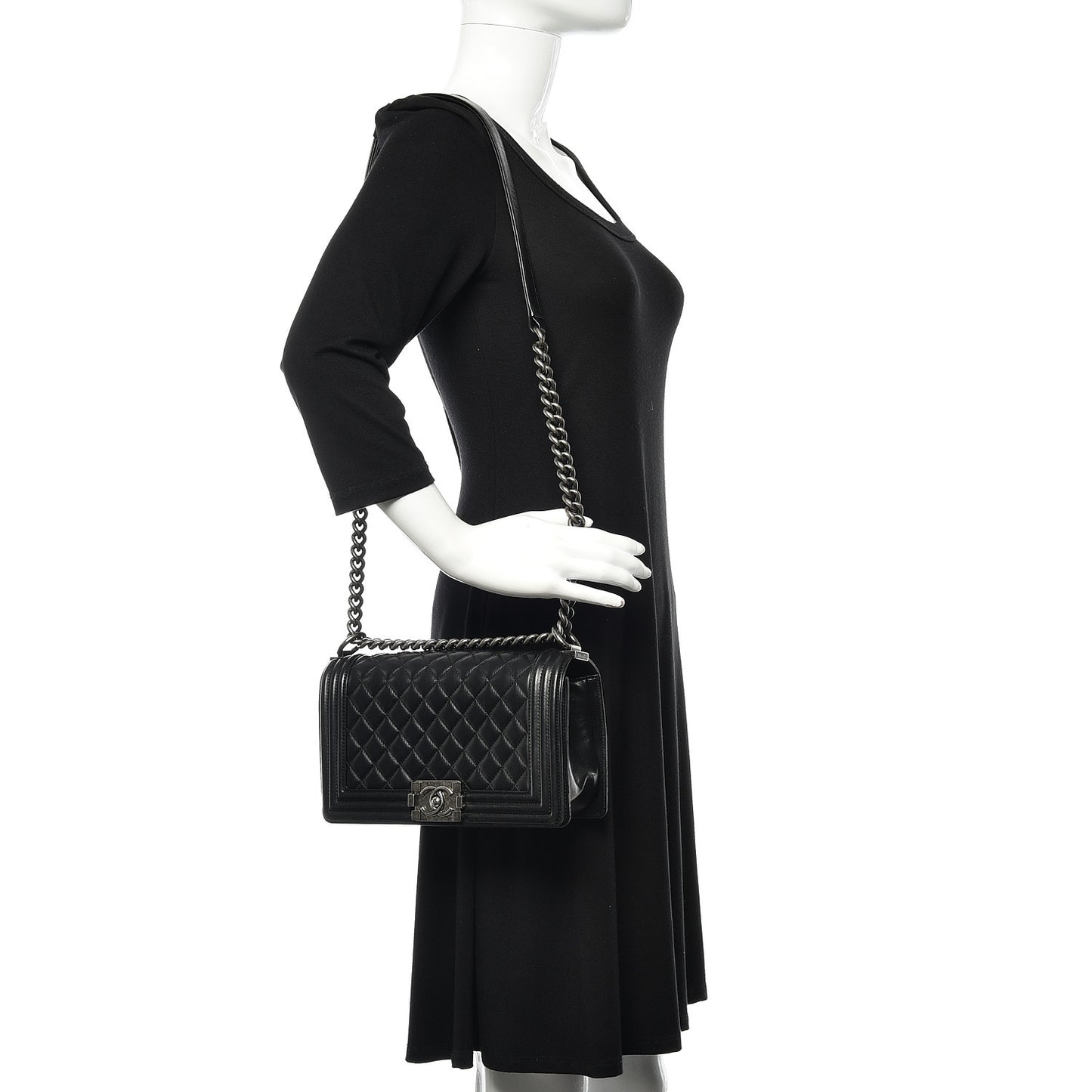 Lambskin Quilted Medium Boy Flap Black