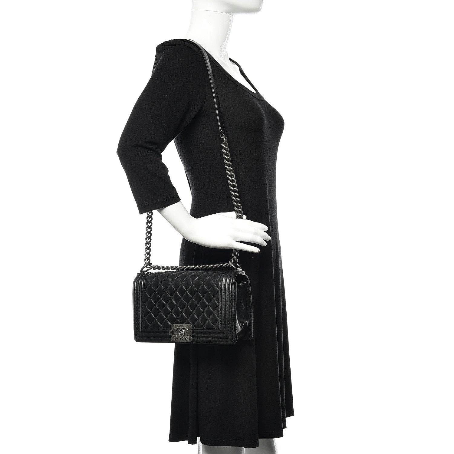 Chanel Lambskin Quilted Medium Boy Flap Black 2 of 13