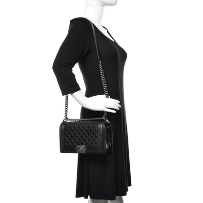 Chanel Lambskin Quilted Medium Boy Flap Black 2 of 13