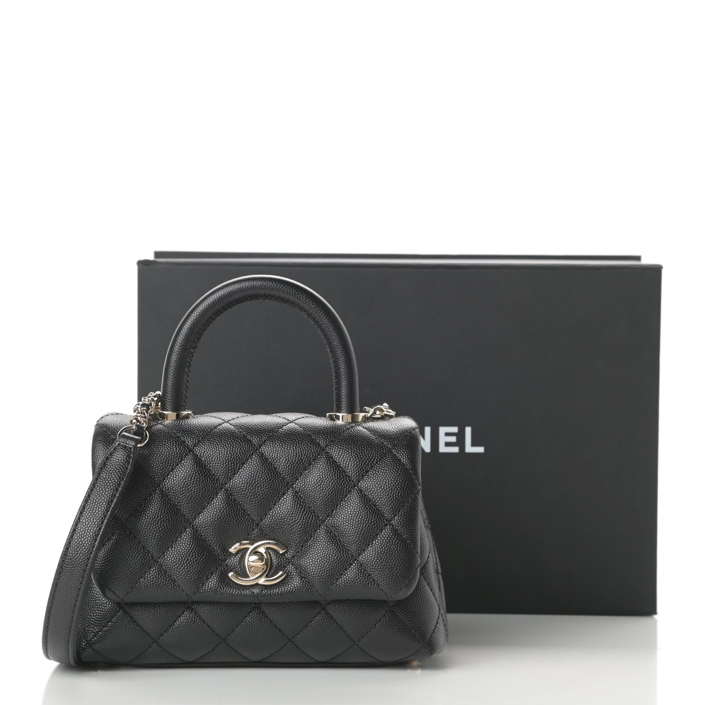 Caviar Quilted Extra Mini Coco Handle Flap Black