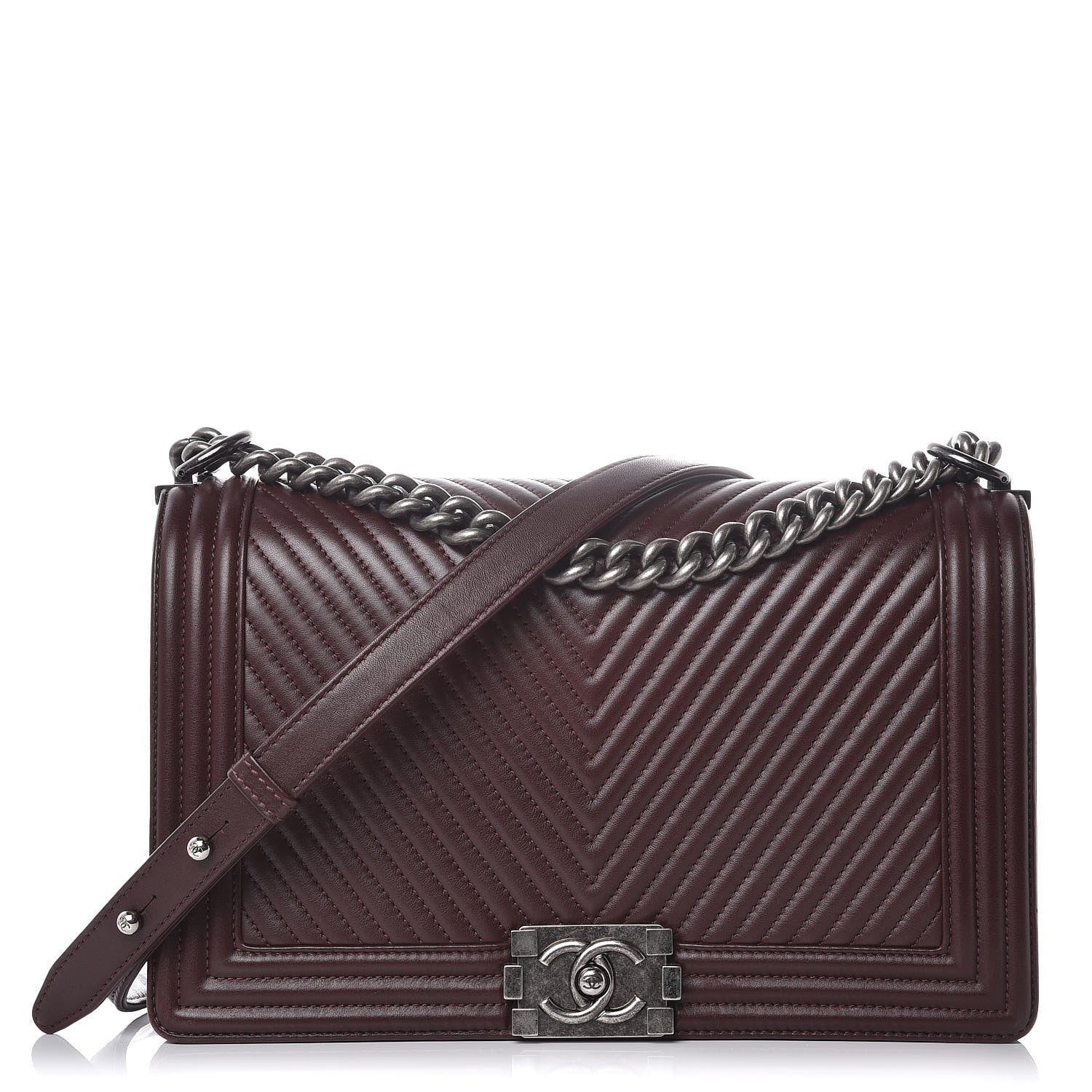 Chanel Calfskin Chevron Quilted New Medium Boy Flap Burgundy 1 of 11